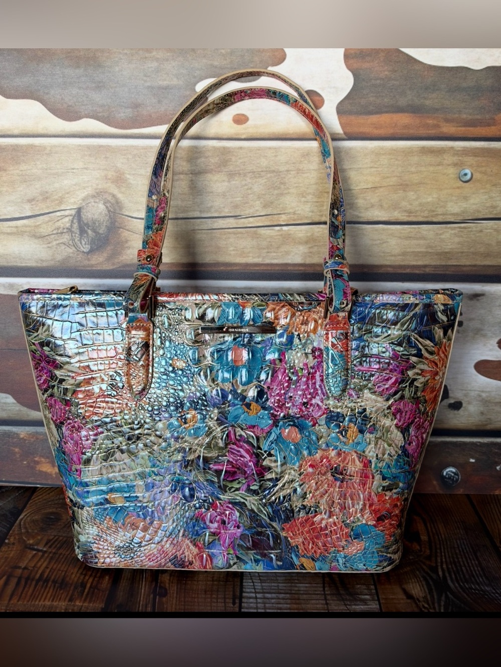 Brahmin Medium Asher Lasso Flowers Tote Melbourne Leather NWT PRICE FIRM